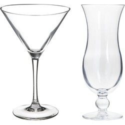 Cocktailglazen set - blue hawaii/martini glazen - 8x stuks - Drinkglazen