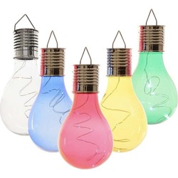5x Buitenlampen/tuinlampen lampbolletjes/peertjes 14 cm transparant/blauw/groen/geel/rood - Buitenverlichting