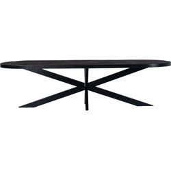 Eettafel Ovaal - Zwart Mangohout - 300x100x78 - Barn - Giga Meubel