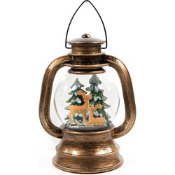 Lantern With Deer In Glitter Lighted Water Led Warm Whi - Anna's Collection