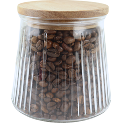 OTIX Voorraadpot - Glas - met Deksel - Snoeppot - 650m -  Voedselopbergers - Koffiepads Bewaarbus l - Acacia - Wood - SIRIUS