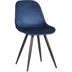 LABEL51 Eetkamerstoel Capri - Blauw - Fluweel - Black Frame