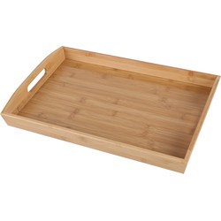 Bambou & Co Dienblad/serveerblad Breakfast - rechthoek - bamboe hout - 44 x 29 x 4 cm - handvaten - Dienbladen