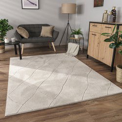 Laagpolig Modern Vloerkleed Utrilia - Creme - 200x280 cm