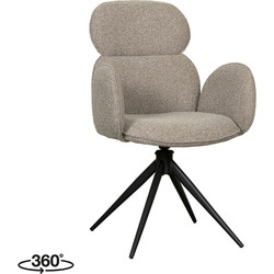 LABEL51 Eetkamerstoel Vidar - Naturel - Boucle - Black Frame