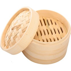 Decopatent® 3 Delig Stoommandje met deksel  - Ø18 Cm - Bamboe - Rijst Stoommanden - Stomer - Steamer Cooker - Dim Sum Stoomschaal