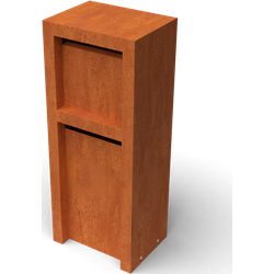 Litru Duo cortenstaal Brievenbus met 2 bussen L40 x B30 x H100 cm