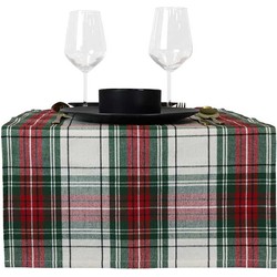 Unique Living - Tafelloper Xmas Tartan - 45x150cm - White