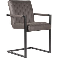 LABEL51 Eetkamerstoel Milo - Antraciet - Microfiber - Black Frame