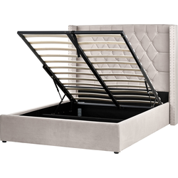 Beliani LUBBON - Tweepersoonsbed-Beige-Fluweel