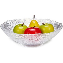 Grote fruitschaal van bewerkt glas rond 30.5 cm - Fruitschalen