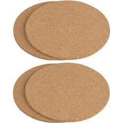Pannen onderzetters rond - set 4x stuks - van kurk - D18 cm - Panonderzetters