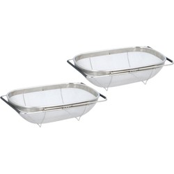 Set van 2x stuks RVS keuken vergiet/zeef uitschuifbaar 35 cm - Keukenzeefjes