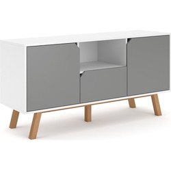 Tv-meubel 2 deuren 1 lade 1 niche L140 cm - Tokio