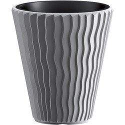 Prosperplast Plantenpot/bloempot Sand Waves - buiten/binnen - kunststof - steengrijs - D35 x H38 cm - Plantenpotten