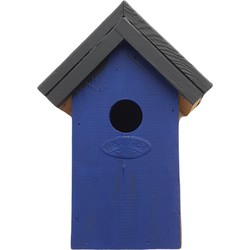 Houten vogelhuisje/nestkastje 22 cm - zwart/blauw Dhz schilderen pakket - Vogelhuisjes