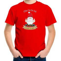 Bellatio Decorations kerst t-shirt voor kinderen - Kado Gnoom - rood - Kerst kabouter XS (104-110) - kerst t-shirts kind
