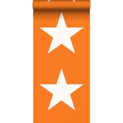 ESTAhome behang sterren oranje en wit - 53 cm x 10,05 m - 115873