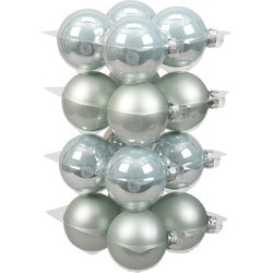 Othmar Decorations Kerstballen - 16x st - mintgroen - 8 cm - glas - Kerstbal