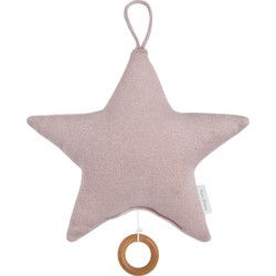 Baby's Only Gebreid baby Muziekdoosje - Muziekhanger ster Sparkle - Zilver-Roze Mêlee - Met subtiel glittertje