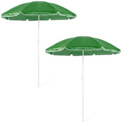 Voordeel set van 2x strandparasols groen 150 cm diameter - Parasols