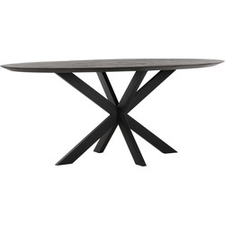 DTP Home Dining table Shape oval BLACK,78x200x100 cm, recycled teakwood