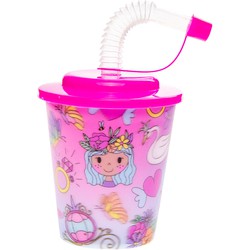 Decopatent® 12 STUKS PRINSES 3D Drink Beker met Rietje en Deksel - 250ML - Prinsessen Plastic Bekers - Kinderfeestje - Kinderverjaardag Bekertjes - Traktatie - Uitdeelcadeaus