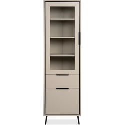 Hoog dressoir met 1 glazen deur, 1 deur en 1 lade, cappuccino en zwart, 60 cm  ARONA