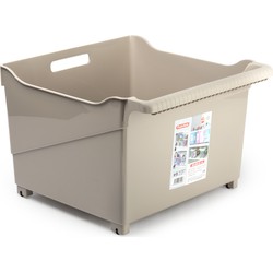 Plasticforte opberg Trolley Container - beige - op wieltjes - L39 x B38 x H26 cm - kunststof - Opberg trolley