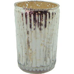Clayre & Eef Theelichthouder Zilverkleurig Glas