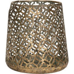 Countryfield Luxe theelichthouder - metaal - brons - D14 x H15 cm - Waxinelichtjeshouders