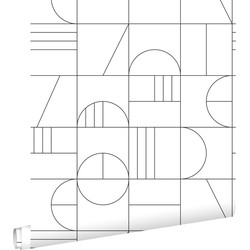 ESTAhome behang art deco motief wit en zwart - 0,53 x 10,05 m - 139142