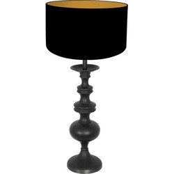 Anne Lighting - tafellamp - Lyons - zwart - hout linnen - Ø 30cm - E27 - 3982ZW