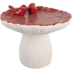 Clayre & Eef Decoratie Beeld Paddenstoel Wit Rood Terracotta