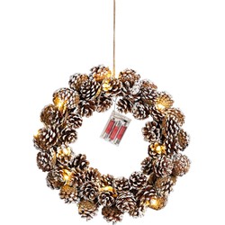House of Seasons Kerstkrans met LED Verlichting - Ø38 cm - Bruin