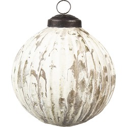 Clayre & Eef Kerstbal  Ø 8 cm Beige Bruin Glas Rond Kerstdecoratie