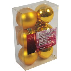 Gouden kerstdecoratie kerstballen set van kunststof 6 stuks - Kerstbal