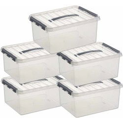 Sunware opbergbox - 5x - transparant - 15L - 40 x 30 x 18 cm - Opbergbox