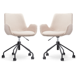 Nout-Eef bureaustoel beige - zwart onderstel - set van 2