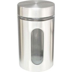 Voorraadpot - 1,7 liter - glas met RVS - bewaarpot - 10 x 17 cm - Voorraadpot