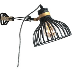 Industriële Wandlamp - Anne Light & Home - Metaal - Industrieel - E27 - L: 24cm - Voor Binnen - Woonkamer - Eetkamer - Zwart