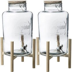 Secret the Gourmet drankdispenser - 2x - transparant - 8 liter - glas - Drankdispensers