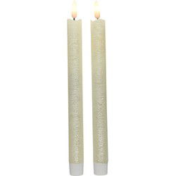 Lumineo Dinerkaarsen - LED - 2x - wit - 24 cm - ledkaarsen - LED kaarsen