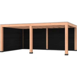 Douglas overkapping, 600 x 400, met zwarte achterwand en zijwand, Westwood Modern