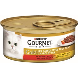 Gold cassolettes met rund en kip in een saus met tomaat 85g kattenvoer - Gourmet