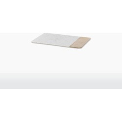 Nkuku Marmeren Serveerplank - BWARI - Mangohout & Wit Marmer - Product Grootte: Small (2 x 23.5 x 16.5 cm)