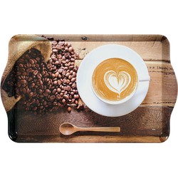 Dienblad Rechthoekig - Met Print Koffie & Bonen - Design koffie/Thee dienblad - Dienblad met handvatten - Melamine - 48x30x3.5 Cm