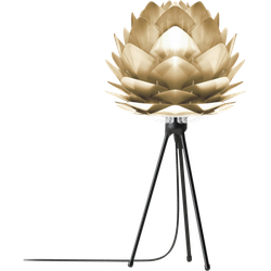 Silvia Mini tafellamp brushed brass - met tripod zwart - Ø 32 cm