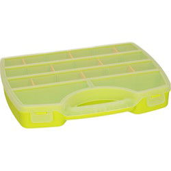 Plasticforte koffertje/opbergdoos/sorteerbox - 13-vaks - groen - Opbergbox