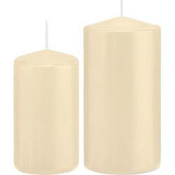 Stompkaarsen set van 6x stuks creme wit 12 en 15 cm - Stompkaarsen